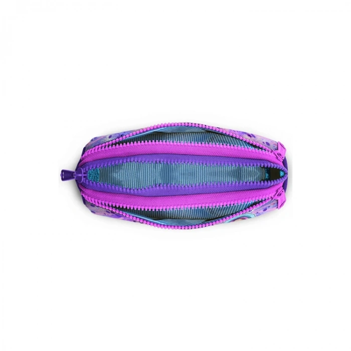 CORAL HIGH 22055 KIDS PEMBE MOR FASHION GIRL DESENLİ ÜÇ BÖLMELİ KALEM ÇANTASI