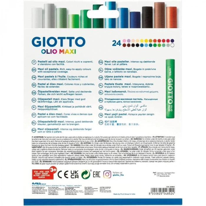 GIOTTO OLIO MAXI YAĞLI PASTEL BOYA 24 LÜ  293800