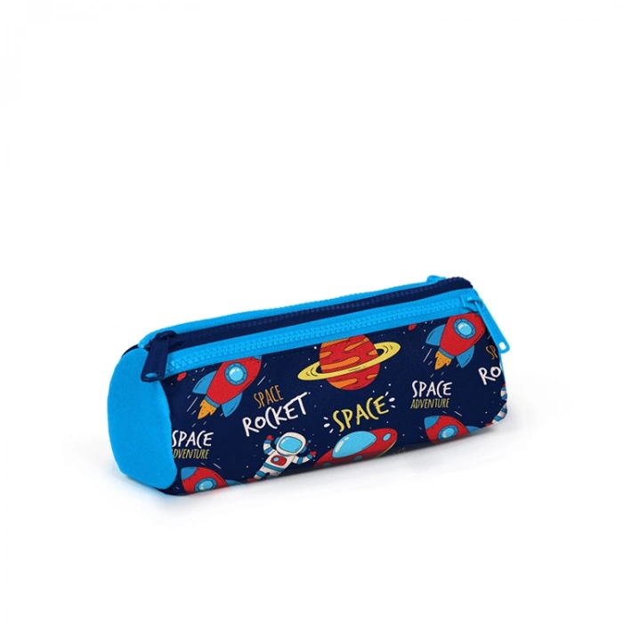 CORAL HIGH 22320 LACİVERT MAVİ UZAY DESENLİ ÜÇ BÖLMELİ KALEM ÇANTASI