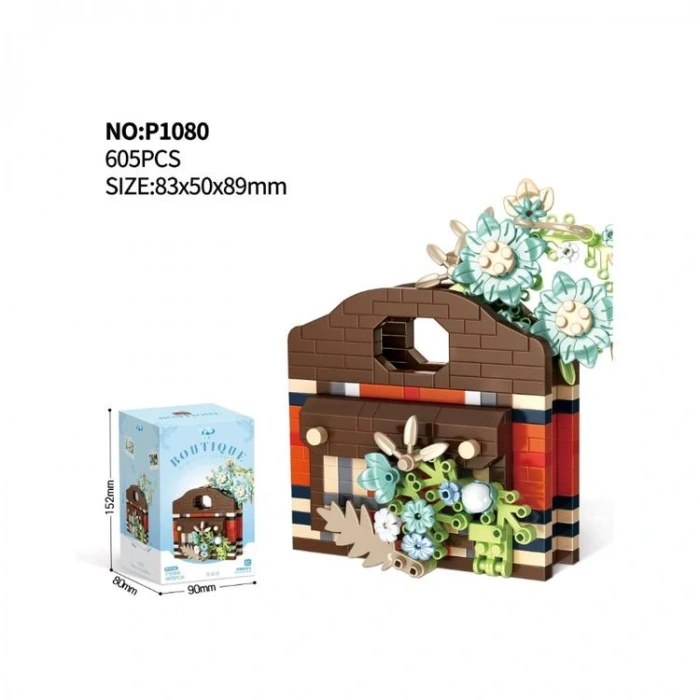 VAGONLIFE PANLOS YKO P1080 ÇANTA ÇİÇEK BUKETİ 605 PARÇA BLOCK OYUNCAK 6+