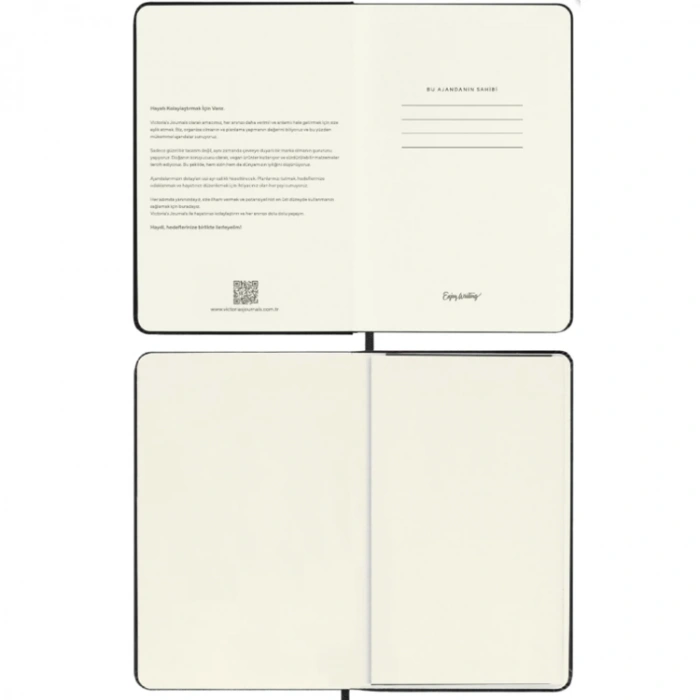 VICTORIAS JOURNALS 9192 9x14cm SERT KAPAK LASTİKLİ CEPLİ CLASSIC GÜNLÜK AJANDA - FUŞYA