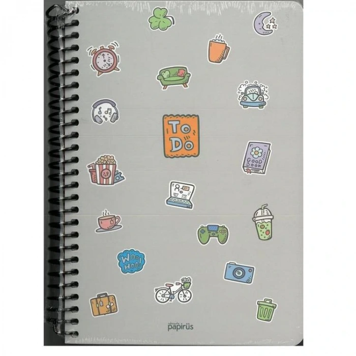 PAPİRÜS TO DO MIX SERT KAPAK SPİRALLİ 16X23 100YP. KARELİ DEFTER