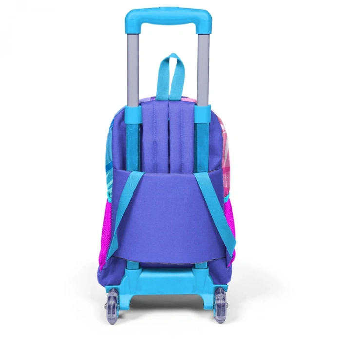 CORAL HIGH 23905 KİDS LAVANTA PEMBE FLAMİNGO DESENLİ ÜÇ BÖLMELİ IŞIKII TEKERLEKLİ ÇEKÇEKLİ OKUL SIRT ÇANTASI