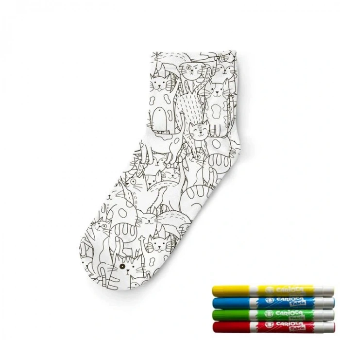 OGOBONGO 22007 KEDİLER DİJİTAL BASKILI PATİK BOYAMA ÇORAP