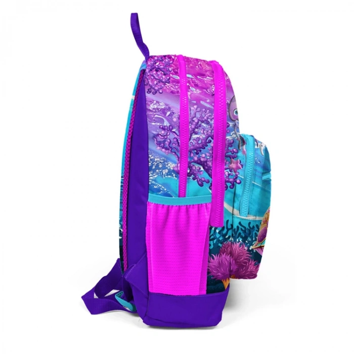 CORAL HIGH 23756 KIDS PEMBE MOR KAPLUMBAĞA DESENLİ DÖRT BÖLMELİ SIRT ÇANTASI
