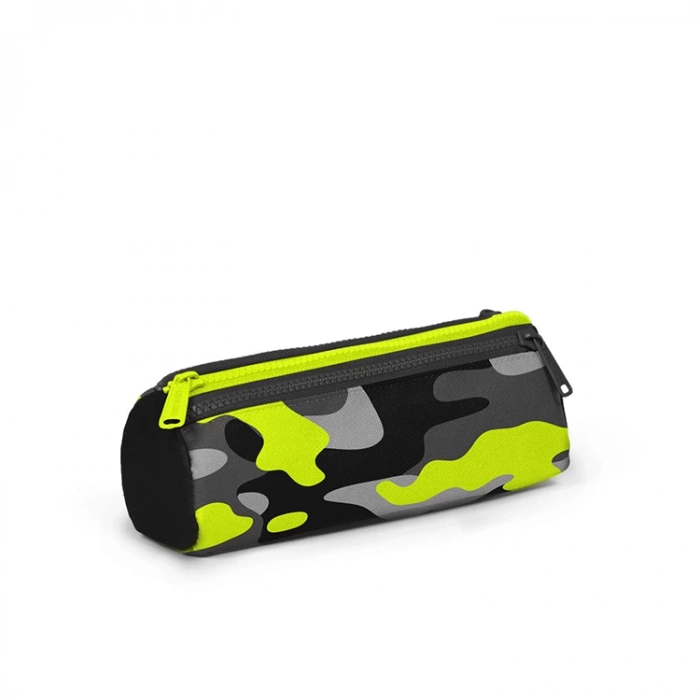 CORAL HIGH 22331 KIDS SİYAH GRİ KAMUFLAJ DESENLİ ÜÇ BÖLMELİ  KALEM ÇANTASI