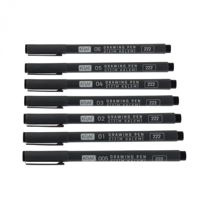 KRAF 222  DRAWING PEN ÇİZİM KALEMİ SETİ 7Lİ