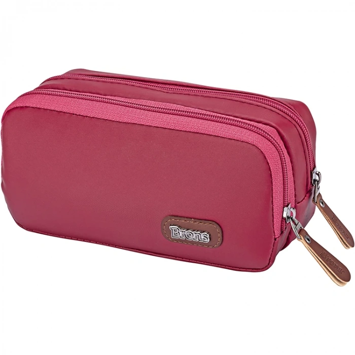 BRONS BR-3133 ÇİFT GÖZLÜ SATEN KAHVERENGİ KALEM ÇANTASI