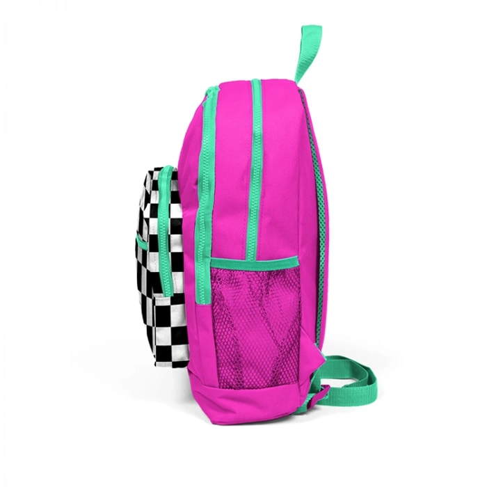 CORAL HIGH 23701 KİDS NEON PEMBE DAMA DESENLİ DÖRT BÖLMELİ SIRT ÇANTASI