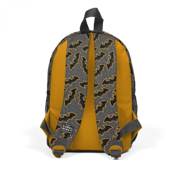 CORAL HIGH 23521 KİDS KOYU GRİ HARDAL YARASA DESENLİ İKİ BÖLMELİ MİNİK YUVA SIRT ÇANTASI