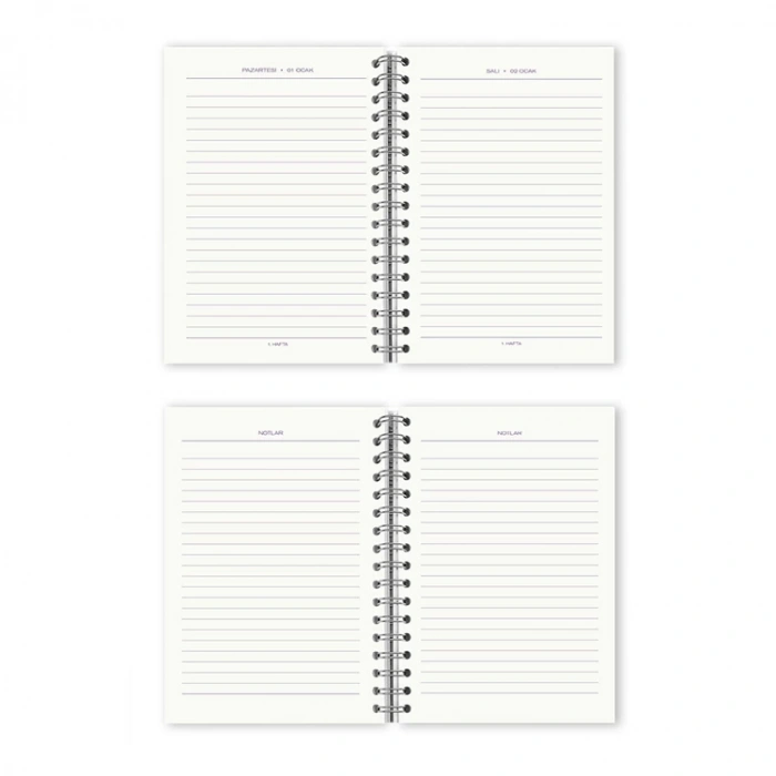 VICTORIAS JOURNALS 9209 14.8x21cm SERT KAPAK LASTİKLİ  SPİRALLİ GÜNLÜK AJANDA - SİYAH YEŞİL