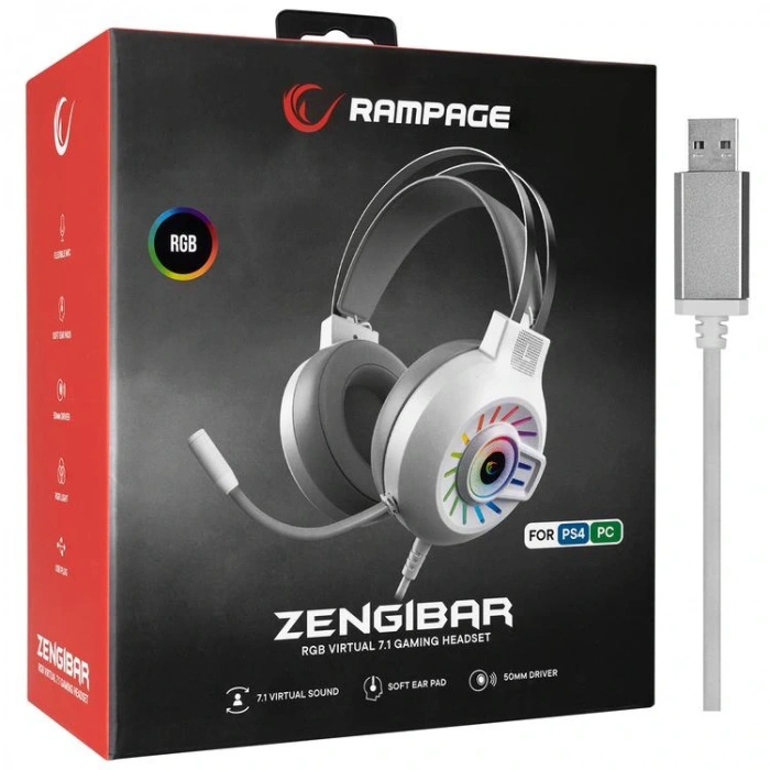 RAMPAGE RM-K44 ZENGIBAR 7.1 SURROUND RGB IŞIK EFEKTİ MİKROFONLU OYUNCU KULAKLIĞI