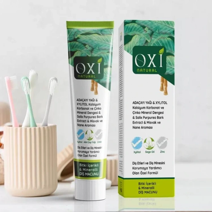 OXİ NATURAL BİTKİ İÇERİKLİ MİNERALLİ DİŞ MACUNU 75ML.