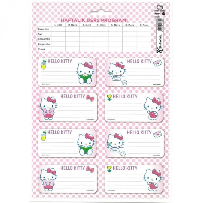 KESKİN 220130-08  HELLO KİTTY DERS PROGRAMLI OKUL ETİKETİ 3LÜ