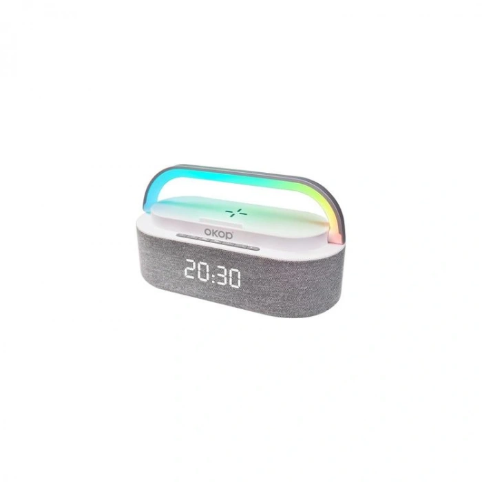 FANIX KP-559 OKOP RGB COLORFUL LIGHT WIRELESS SPEAKER SAAT-ŞARJ İSTASYONU MASAÜSTÜ HOPARLÖR YATAY