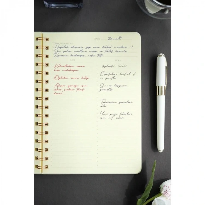 VICTORIAS JOURNALS 1617 VEGAN DERİ ESNEK KAPAK A5 100gr. 128YP. PLANLAYICI ÇİZGİLİ DEFTER ROSE GOLD