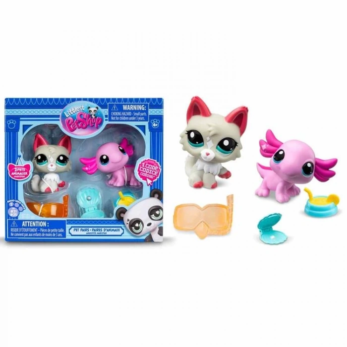 HASBRO 232ES 526 00527 LITTLES PET  SHOP PET PAİRS 2Lİ SET AKSOLOTL VE KEDİ  4+