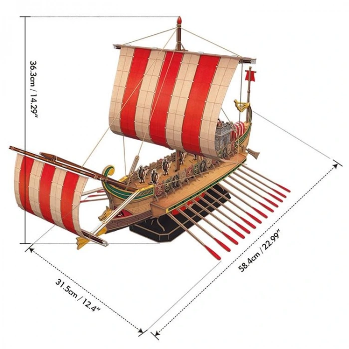 NECOTOYS T4037H CUBICFUN ANTİK ROMA SAVAŞ GEMİSİ 3D PUZZLE 218 PARÇA