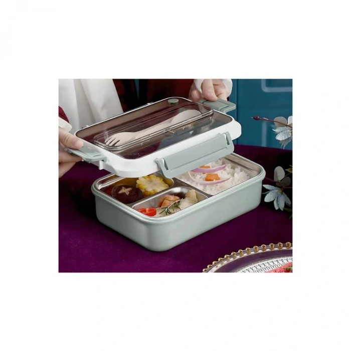 VAGONLİFE PASLANMAZ ÇELİK ÜÇ BÖLMELİ YEMEK KABI - LUNCH BOX VGN 528 1000 ML