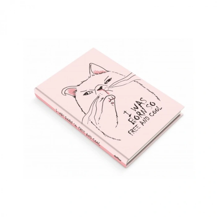 DEFFTER CAT / FREE AND COOL SERT KAPAK A5 ÇİZGİLİ DEFTER