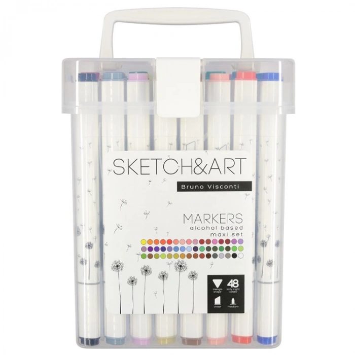 BRUNO VISCONTI 22-0079 TWIN MARKER SKETCH & ART KUTULU 48 RENK KALEM