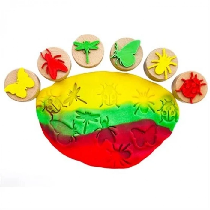 CHILDGEN - OYUN HAMURU AHŞAP DAMGA SETİ -  BÖCEKLER SETİ 6LI