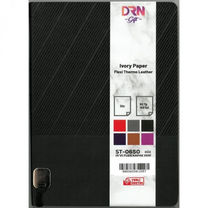 DRN GIFT ST-0650  15x21 FLEXI KAPAK DERİ MODEL 80 YP. ÇİZGİSİZ (DÜZ) DEFTER  -  TEKLİ