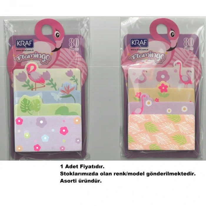 KRAF 2216FL FLAMINGO YAPIŞKANLI NOT KAĞIDI 1 SET  4 x20/ 80 YP.