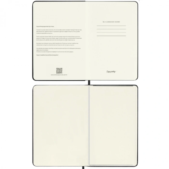 VICTORIAS JOURNALS 9193 9x14cm SERT KAPAK LASTİKLİ CEPLİ DE LUXE GÜNLÜK AJANDA - KENARI YALDIZLI ALTIN