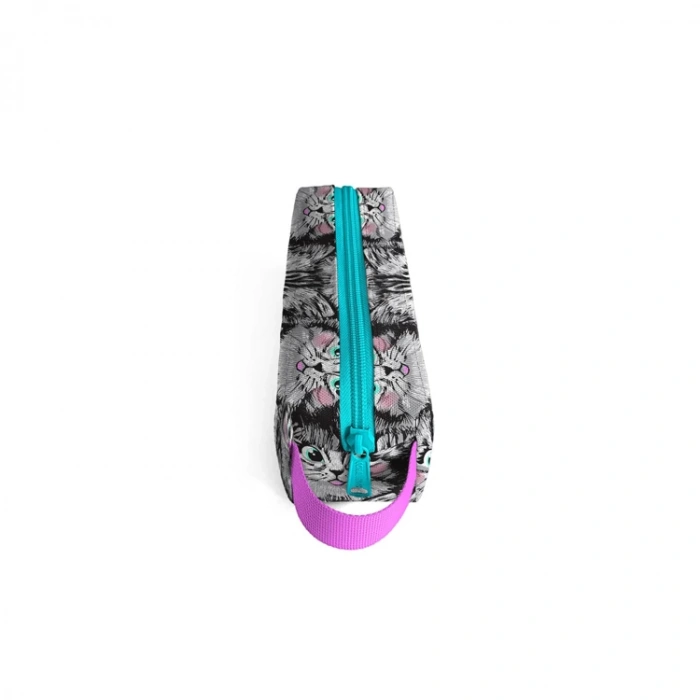 CORAL HIGH 22078 KIDS GRİ KEDİ DESENLİ TEK BÖLMELİ KALEM ÇANTASI