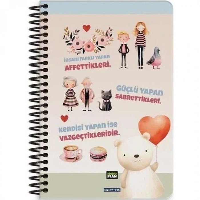 GIPTA 7329 MONO PLANLAYICI SPİRALLİ SERT KAPAK 17X24  96 YP. PLANNER DEFTER