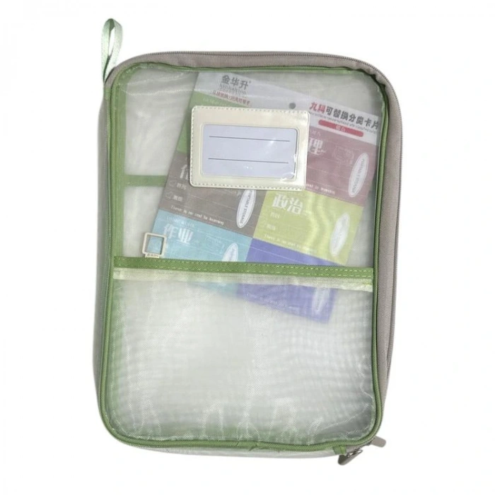 ODAK A4-273 ÇİFT FERMUARLI PVC KART BÖLMELİ FİLELİ A4 ÇANTA ( MESH DOSYA) - TEKLİ