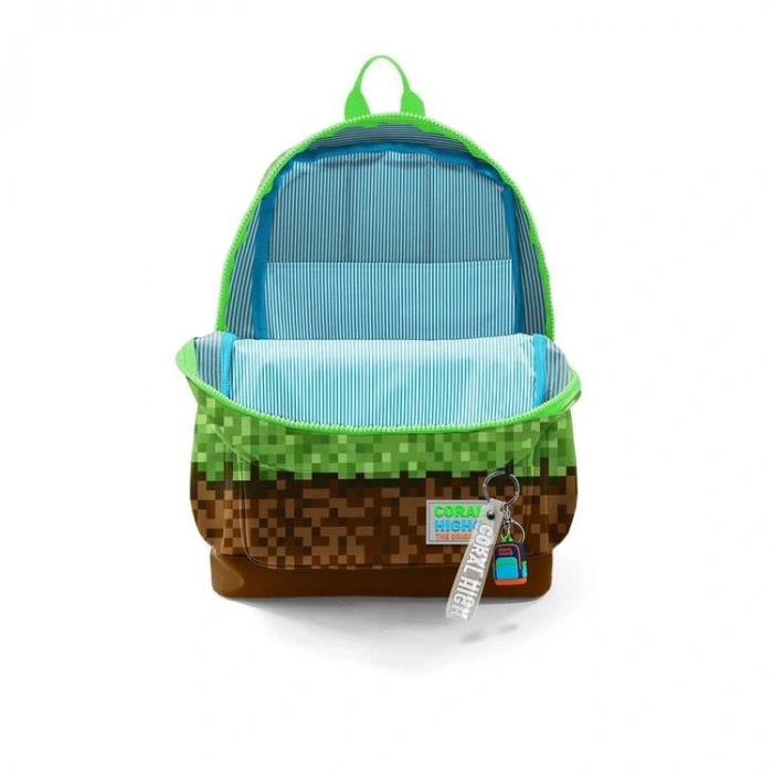 CORAL HIGH 23776 KIDS YEŞİL KAHVERENGİ HIGH CRAFT DESENLİ DÖRT BÖLMELİ SIRT ÇANTASI