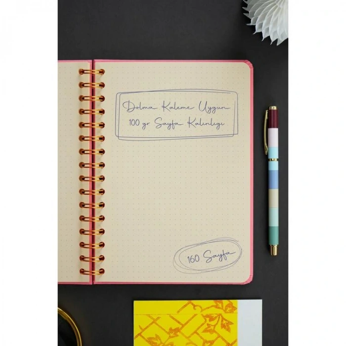 VICTORIAS JOURNALS 1607 CANVAS SERT KAPAK A5  100gr.160 SYF. NOKTALI DEFTER FUŞYA