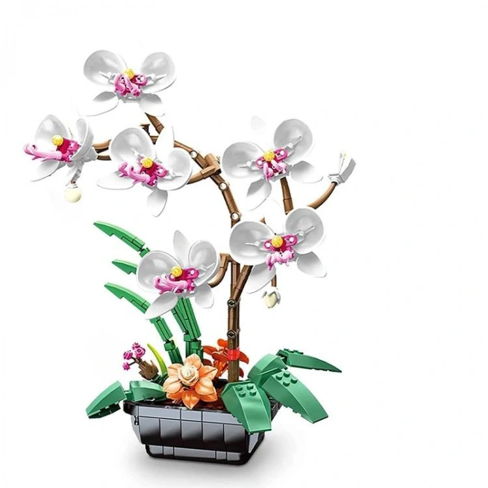 VAGONLIFE JAKI JK29012 BEYAZ ORKİDE SAKSIDA 581 PARÇA BLOCK OYUNCAK 8+