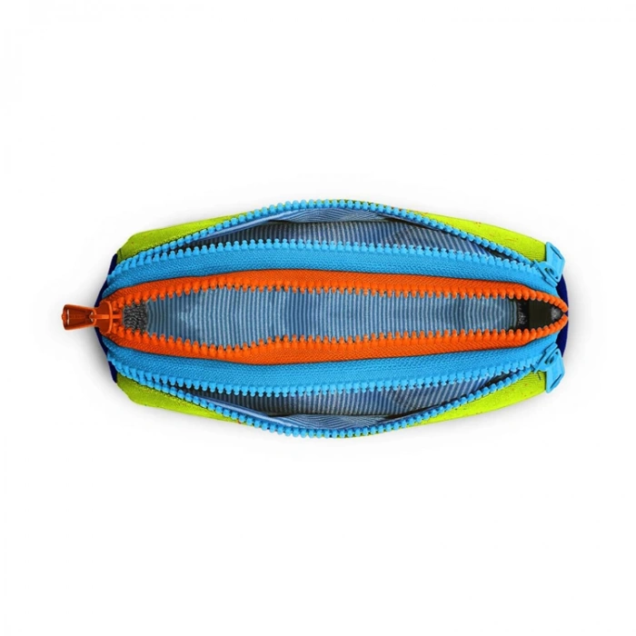 CORAL HIGH 22042 KIDS FOSFORLU SARI SAKS MOTORSİKLET DESENLİ ÜÇ BÖLMELİ KALEM ÇANTASI