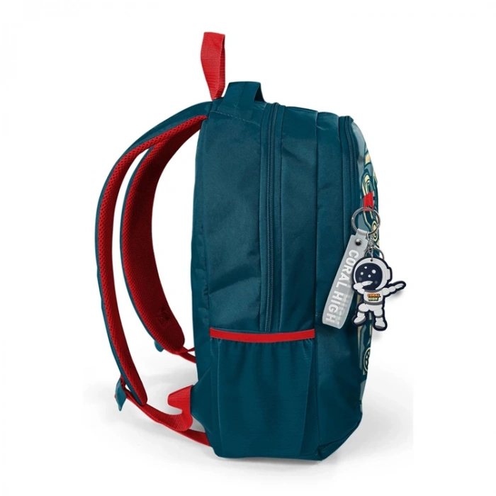 CORAL HIGH 14389 KIDS ÇİVİT KIRMIZI ASTRONOT DESENLİ ÜÇ BÖLMELİ OKUL SIRT ÇANTASI