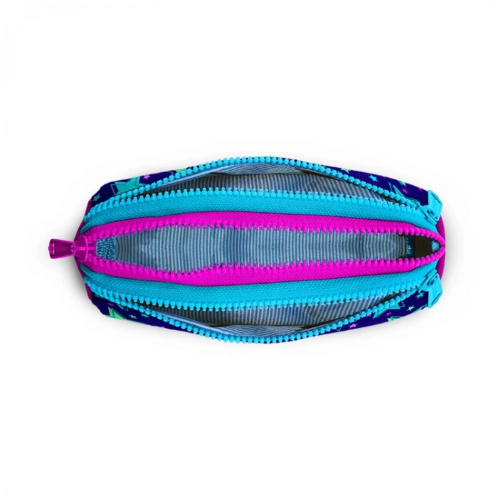 CORAL HIGH 22311 SAKS PEMBE YILDIZ DESENLİ ÜÇ BÖLMELİ KALEM ÇANTASI