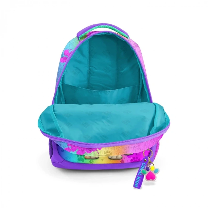 CORAL HIGH 23649 KIDS MIXED MOR PEMBE KÖPEK DESENLİ ÜÇ BÖLMELİ OKUL SIRT ÇANTASI