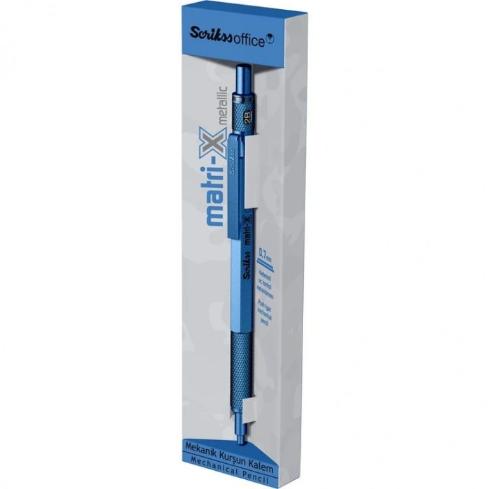 SCRIKSS MATRI-X VERSATİL KALEM 0.7 ŞEFFAF AMBALAJ METALİK MAVİ
