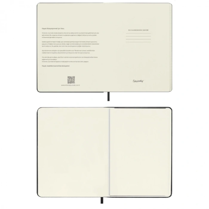 VICTORIAS JOURNALS 9173 13x21cm SERT KAPAK LASTİKLİ CEPLİ CLASSIC GÜNLÜK AJANDA - PEMBE