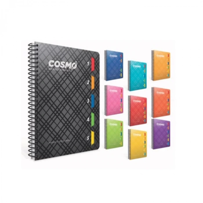 GIPTA COSMO A4 SPİRALLİ P.P KAPAK 5 SEPERATÖRLÜ 150 YP. KARELİ DEFTER