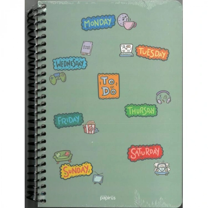 PAPİRÜS TO DO MIX SERT KAPAK SPİRALLİ 16X23 100YP. ÇİZGİSİZ DEFTER