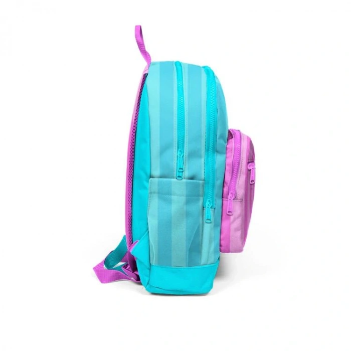 CORAL HIGH 23771 KIDS TURKUAZ PEMBE ÇİZGİLİ DÖRT BÖLMELİ SIRT ÇANTASI