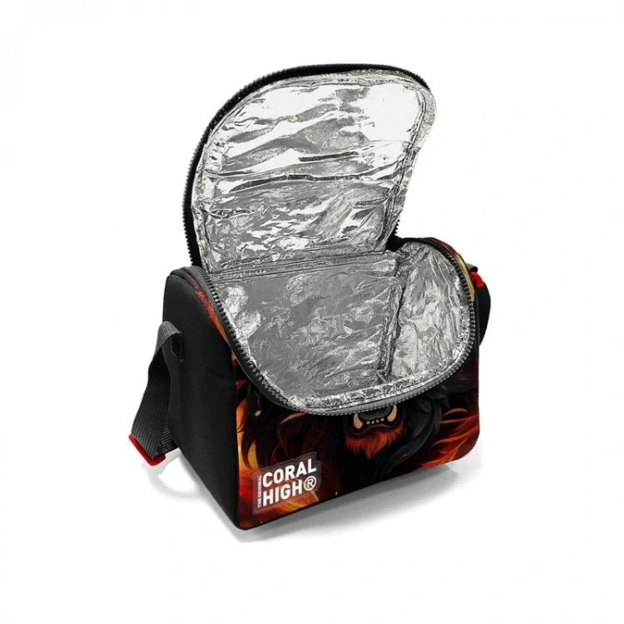 CORAL HIGH 22771 KIDS SİYAH ASLAN DESENLİ THERMO BESLENME ÇANTASI