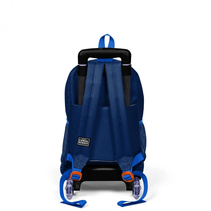 CORAL HIGH 23916 KİDS LACİVERT ÜÇ BÖLMELİ IŞIKLI TEKERLEKLİ ÇEKÇEKLİ OKUL SIRT ÇANTASI
