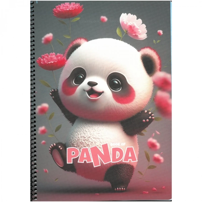 GIPTA PANDA SPİRALLİ KARTON KAPAK A4 80YP. KARELİ  DEFTER