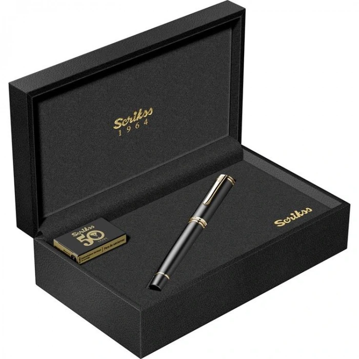 SCRIKSS FORTUNE ROLLER KALEM KUTULU MAT SİYAH ALTIN