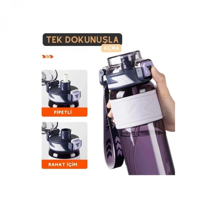 VAGONLİFE T1019 TKK SİLİKON TUTMA GÖVDE TRİTAN PİPETLİ MATARA 600ml  MOR