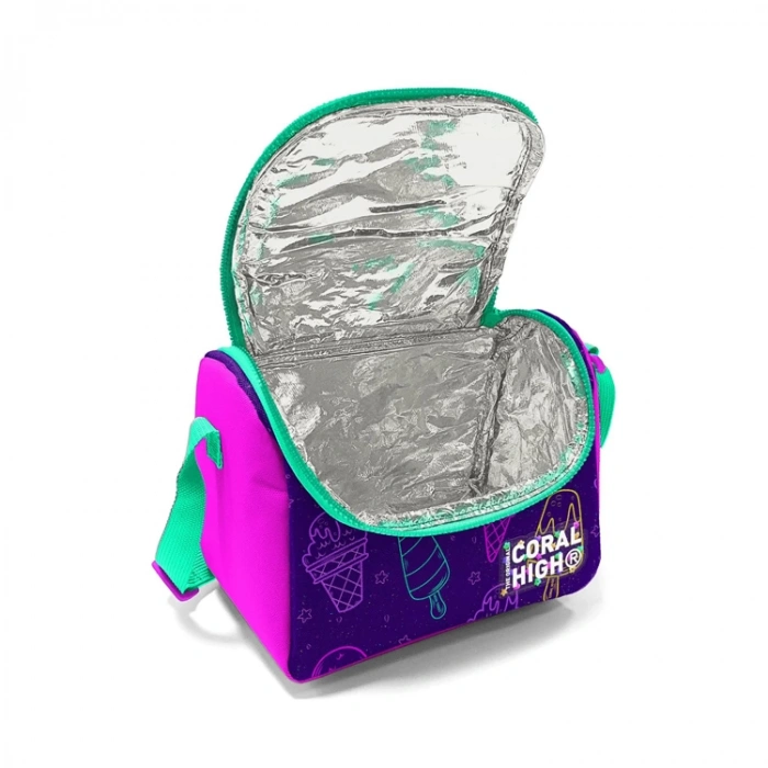 CORAL HIGH 11888 KIDS MOR PEMBE DONDURMA DESENLİ THERMO BESLENME ÇANTASI